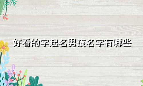 好看的字起名男孩名字有哪些