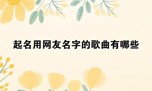 起名用网友名字的歌曲有哪些