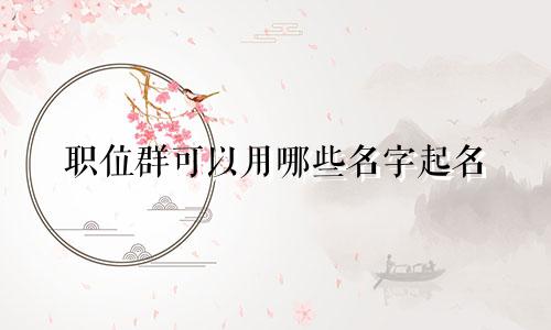 职位群可以用哪些名字起名