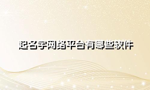 起名字网络平台有哪些软件