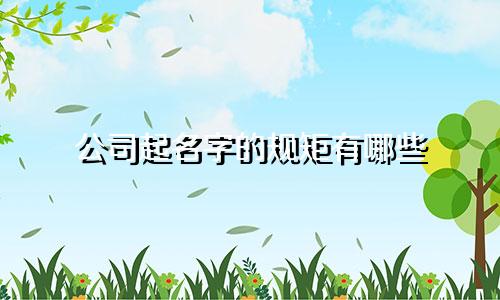 公司起名字的规矩有哪些