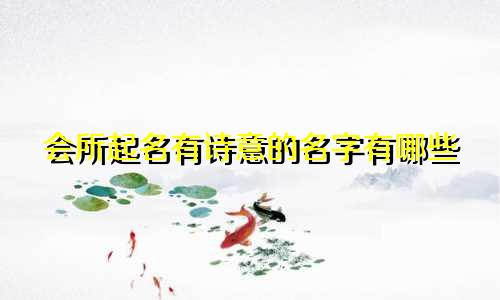 会所起名有诗意的名字有哪些