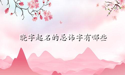 晓字起名的忌讳字有哪些