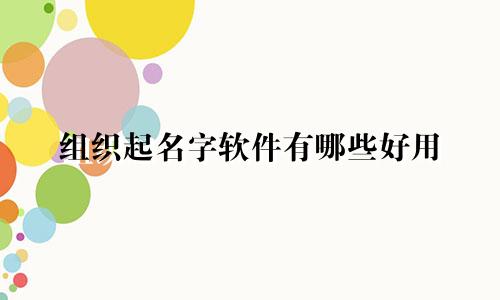 组织起名字软件有哪些好用