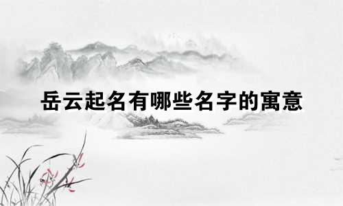 岳云起名有哪些名字的寓意