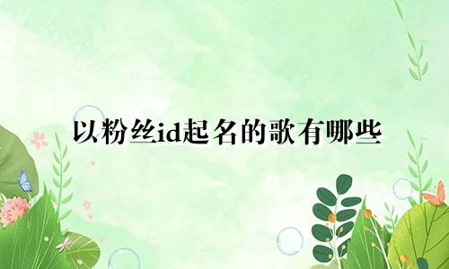 以粉丝id起名的歌有哪些