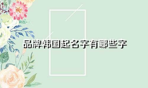品牌韩国起名字有哪些字