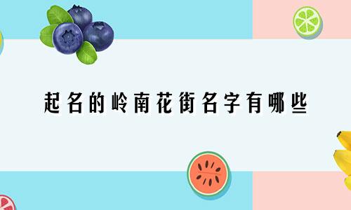 起名的岭南花街名字有哪些
