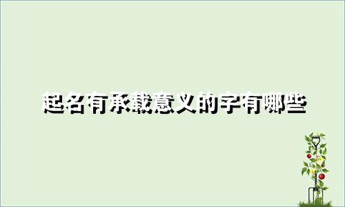 起名有承载意义的字有哪些
