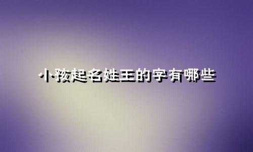小孩起名姓王的字有哪些
