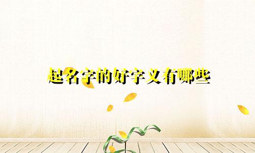 起名字的好字义有哪些