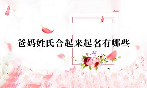 爸妈姓氏合起来起名有哪些