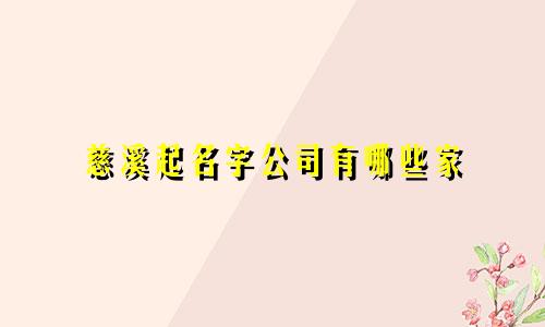 慈溪起名字公司有哪些家