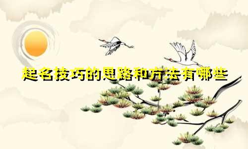 起名技巧的思路和方法有哪些