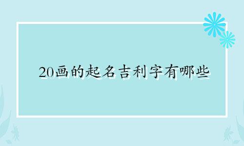 20画的起名吉利字有哪些