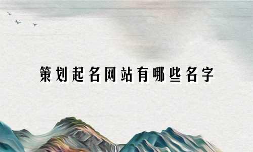 策划起名网站有哪些名字