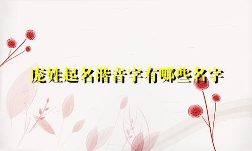 庞姓起名谐音字有哪些名字