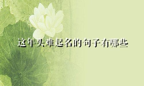 这年头难起名的句子有哪些