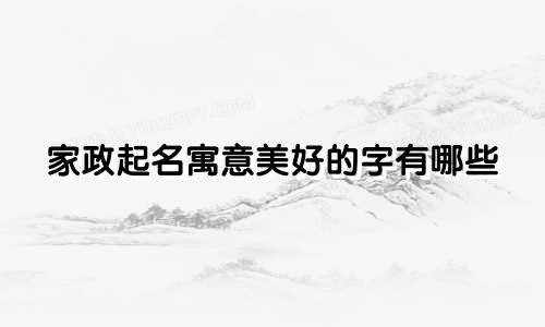家政起名寓意美好的字有哪些