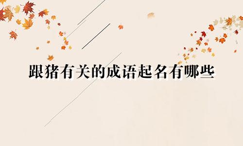 跟猪有关的成语起名有哪些