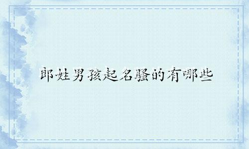 郎姓男孩起名骚的有哪些