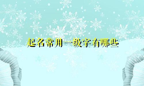 起名常用一级字有哪些
