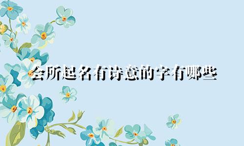 会所起名有诗意的字有哪些