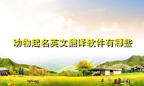 动物起名英文翻译软件有哪些