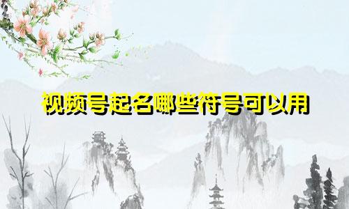 视频号起名哪些符号可以用