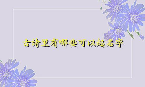 古诗里有哪些可以起名字