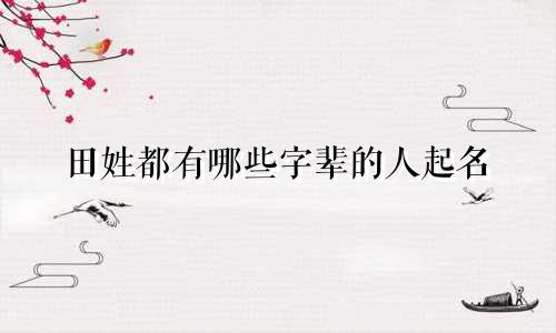 田姓都有哪些字辈的人起名