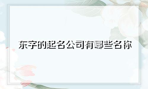 东字的起名公司有哪些名称