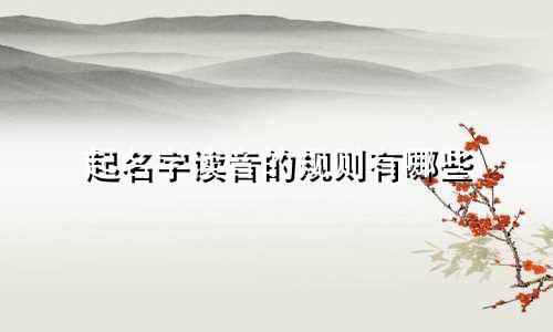 起名字读音的规则有哪些