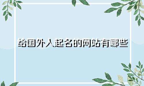 给国外人起名的网站有哪些