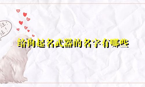给狗起名武器的名字有哪些