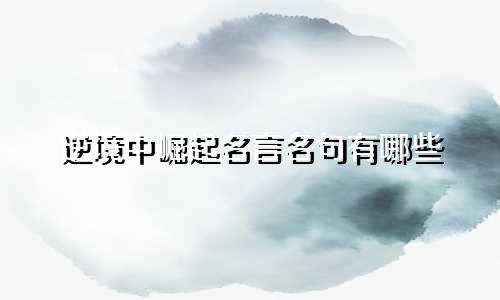 逆境中崛起名言名句有哪些