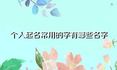 个人起名常用的字有哪些名字