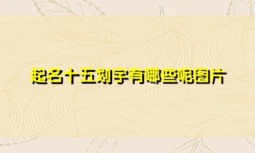 起名十五划字有哪些呢图片