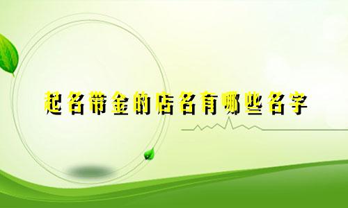 起名带金的店名有哪些名字