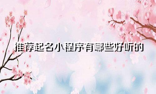 推荐起名小程序有哪些好听的