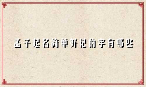 孟子起名简单好记的字有哪些