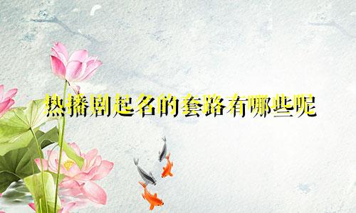 热播剧起名的套路有哪些呢