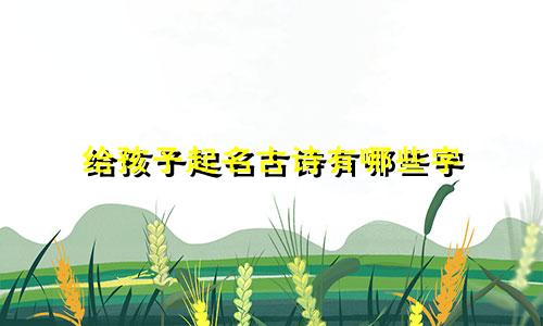 给孩子起名古诗有哪些字
