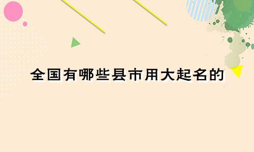 全国有哪些县市用大起名的