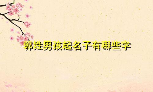 郭姓男孩起名子有哪些字