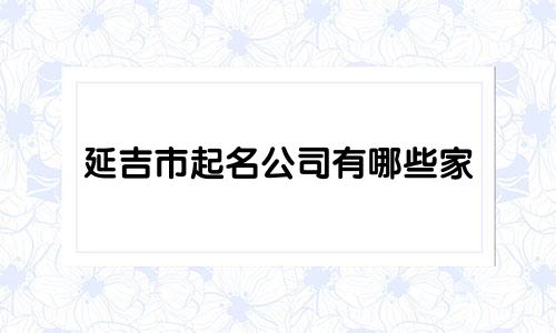 延吉市起名公司有哪些家
