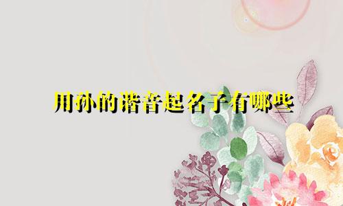 用孙的谐音起名子有哪些