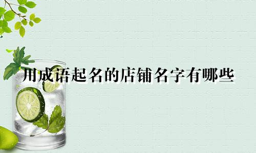 用成语起名的店铺名字有哪些
