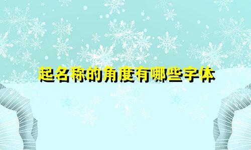 起名称的角度有哪些字体