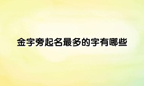 金字旁起名最多的字有哪些